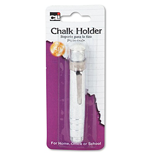 Charles Leonard Pen Style Aluminum Chalk Holder with Chalk, Silver (74541) - color: Silver