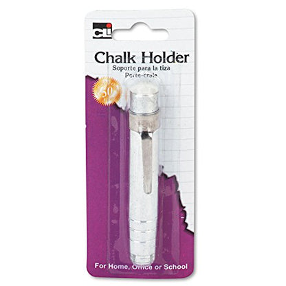 Charles Leonard Pen Style Aluminum Chalk Holder with Chalk, Silver (74541) - color: Silver