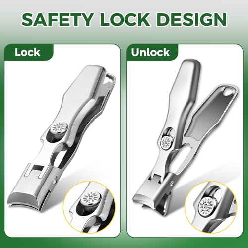 Toenail Clippers for Thick Nails for Seniors, 4PCS | Toe Nail Clippers for Men with Catcher - 360° Toenail Clippers for Seniors, Heavy Duty Edgy Nail Clipper for Thick Nails