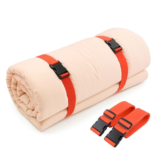 2 Pack Mattress Moving Straps, Adjustable Packing Straps with Buckles for Mattress Storage or Moving, Fits Twin & Full (60" x 2") - color: Orange, size: Twin & Full