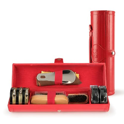 Stone and Clark Original Shoe Polish & Care Kit - Leather Shoe Shine Kit for Men & Women - style: Hot Red