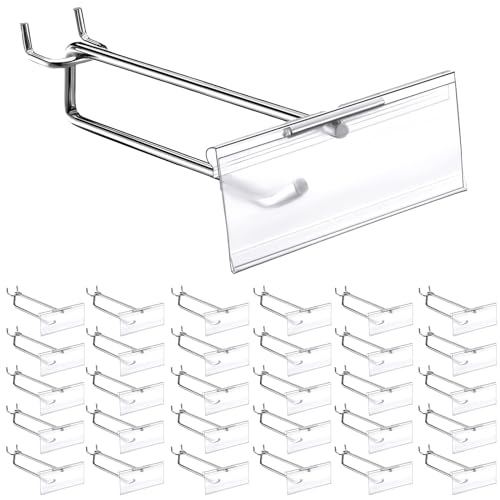 Thyle 50 Pcs Metal Scan Hook with Label Holder for 1/8" to 1/4" Pegboard, Peg Board Hooks with Price Tag, Pegboard Wall Accessories, Metal Hooks for Home Garage Retail Display Supplies (6 Inch) - size: 6 Inch