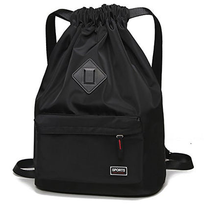 Peicees Waterproof Drawstring Sport Bag Lightweight Sackpack Backpack for Men and Women | Waterproof - color: Black