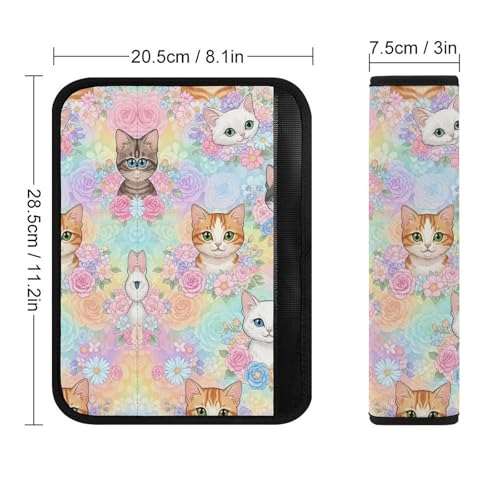 2 Pack Floral Pink Cat Car Seat Belt Pad Universal Soft and Comfortable Harness Pads Strap for Adult Use, Most Cars, Easy Install (No Tool) - color: Pattern 760