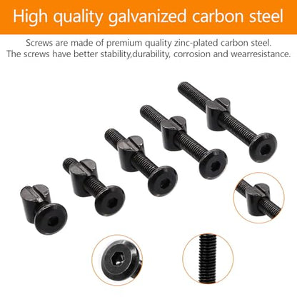 30 Set Crib Screws Replacement Set,Bed Frame Bolts and Nuts Kit,Hex Socket Cap Furniture Screws & Barrel Nuts for Beds Furniture Headboards Crib Hardware Replacement Kit, M6x20/30/40/50/60mm Wrench - size: Black-M6x20/30/40/50/60mm-30 Sets