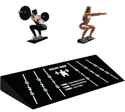 Slant Board for Weightlifting and Calf Stretching - Non-Slip Heel Elevated Squat Wedge Block - style: angle guidance