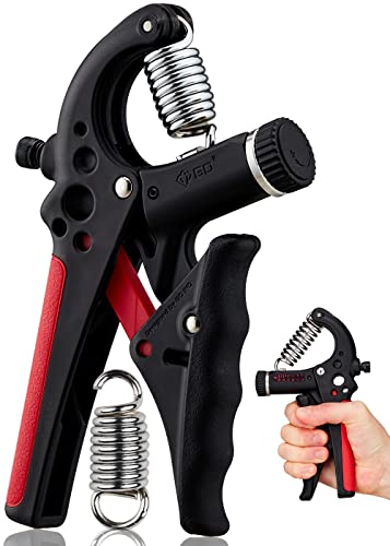 GD Grip2 Adjustable Grip Strength Trainer Hand Gripper Forearm Strengthener | Adjustable resistance 22~77lbs Squeezer, Hand grip strengthener, Gripper exerciser Devices, Stress Relief Grips Recovery - color: RED