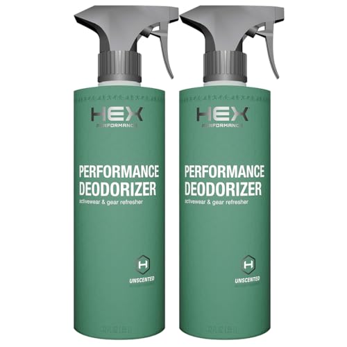 HEX Performance Deodorizing Spray, Unscented, 44 oz (2 Pack) | Eliminates odors from shoes, gear, activewear, yoga mats, gym equipment, carpets and fabrics.