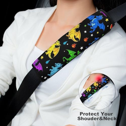 Soft Padded Seat Belt Cover for Girls and Boys, Stroller Pushchair High Chair, 2 Piece Colorful Flying Dragons Shoulder Protector Anti-Slip Pad - color: Pattern 697