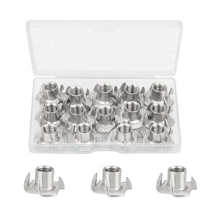 35 Pack 1/4-20 T-Nuts, 304 Stainless Steel 4-Pronged Tee Nut for Wood, Rock Climbing Holds, Cabinetry,Furniture - size: 1/4-20