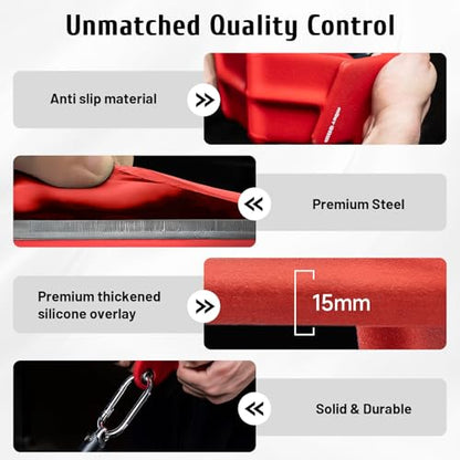 LAT Pull Down Bars Set, Triangular Stability LAT Pulldown Attachments with 8 Ergonomic Handles for Whole Back Training, Non-Slip Cable Machine Attachment for Gym Home Workout - color: Ruby Red
