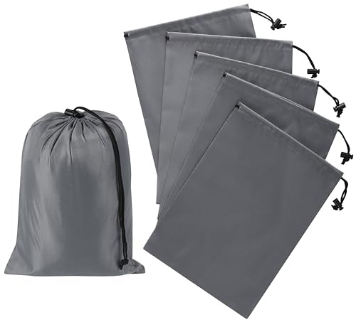 PALTERWEAR Drawstring Bag with Toggle - Nylon Cinch and Ditty Pouch Six-Pack (Gray, 8 x 11 Inch, Set of 6) - color: Gray, size: 8 x 11 Inch