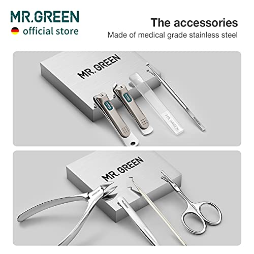 MR.GREEN Manicure Sets Pedicure Kits Stainless Steel Nail Clipper Personal Care Tools with PU Leather Case (Green) - color: Green