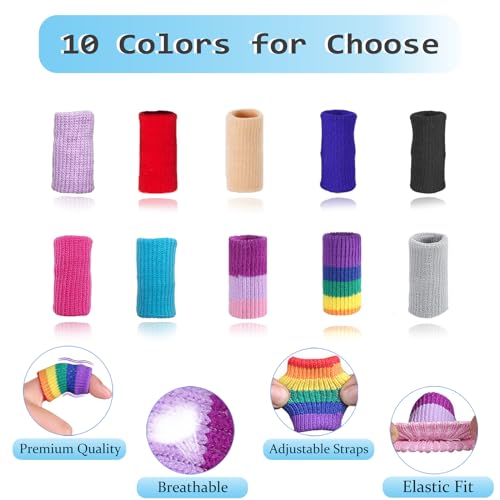 Finger Compression Sleeves, 10 Pcs | Finger Protectors Cots for Arthritis Swelling Basketball Sport, Breathable Elastic - color: Azure