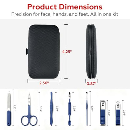 Manicure Set Nail Clippers Grooming Kit with Travel Case, Personal Care Tools Birthday Fathers Mothers Day Gifts for Men Women (Blue) - color: Blue