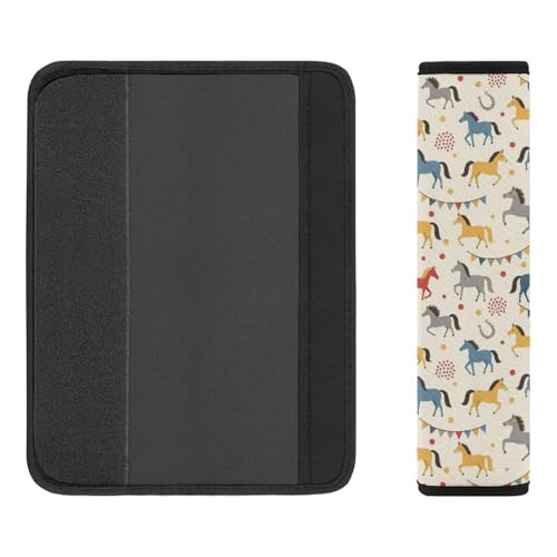 1 Pair Universal Soft and Comfortable Seat Belt Shoulder Pad for Adult Use, Stroller Pushchair High Chair, Horse Pattern Neck Strap Covers, Anti-Slip Pad - color: Pattern 151