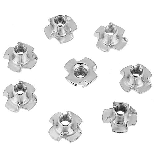 T Nuts zinc Plated Steel, 100PCS Rock Climbing Holds T Nuts Four Pronged Tee Nuts for Furniture Cabinets and Rock Climbing Holds (M8) - size: M8