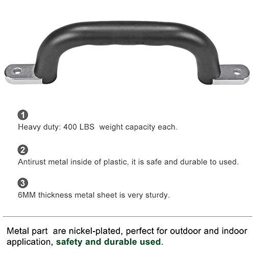Dolibest Set of 2 Non-Slip Solid Playground Safety Handles, Swing Set Kids Safety Hand Grips for Playset, Climbing Frame, Play House, Indoor Monkey Bars & Treehouse Accessories, Black, 10" - color: Black 2pcs