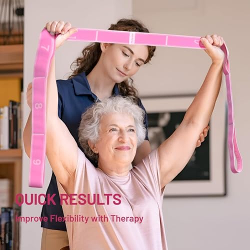 Slim Panda Stretch Strap, Multi-Loop for Physical Therapy,Elastic Yoga Stretching Strap for Dance,Yoga, Pilates & Gymnastics Exercise, Ballet Stretching Band for Flexibility, Leg Stretching - color: Pink