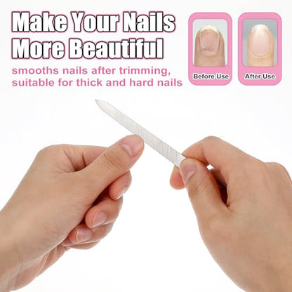 Metal Nail File (10 Pack), 5.5'' Nail Files for Natural Nails Stainless Steel Nail File with Curved Sharp Pointed Tip Sword Fingernail Files Double Sided Manicure Pedicure Toenails Tools