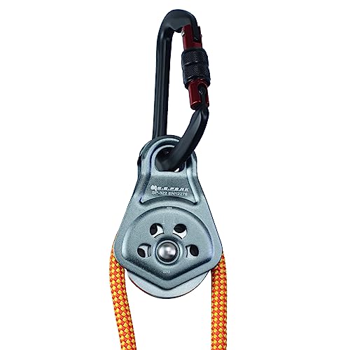 30kN Upgraded Rescue Single Pulley Sheave with Swing Plate,CE High Strength Pulley for Backyard Zipline, Climbing, Rock Rescue Lifting, Hauling, Fit Rope up to 13 mm/Holds Up to 6750lbs,Grey - color: Grey
