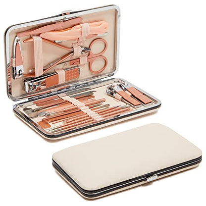 Okuna Outpost 23-Piece Manicure Pedicure Kit - Compact Travel Nail Kit - Precision Nail Clipper Set with File, Tweezers & Cuticle Trimmer - Ingrown Toenail Treatment Tools