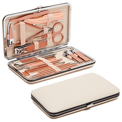 Okuna Outpost 23-Piece Manicure Pedicure Kit - Compact Travel Nail Kit - Precision Nail Clipper Set with File, Tweezers & Cuticle Trimmer - Ingrown Toenail Treatment Tools