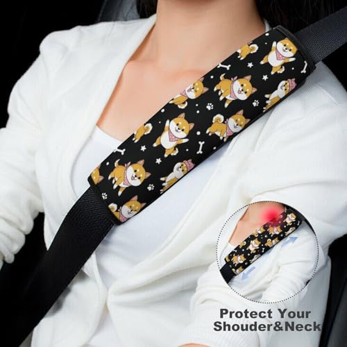 Universal Fit Seat Belt Shoulder Pad for Kids, Car Seats Pushchair Strollers High Chair Pushchair, 1 Pair Shiba Inu Automotive Seat Belt Protector - color: Pattern 36