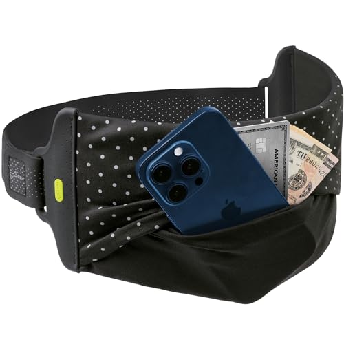 BONE Run Tie Belt, Washable Running Belt with Large Capacity Storage, Scratch-Free & Skin-Friendly Waist Pack with Zipperless Design, Sport Fanny Pack for Hiking & Climbing (Size S)