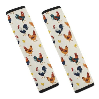 2 Piece Funny Colorful Rooster Cute Chicken Car Seat Straps Shoulder Pads Universal Fit Automotive Seat Belt Protector for Kids, Car Seats Pushchair Strollers High Chair Pushchair - color: Pattern 426