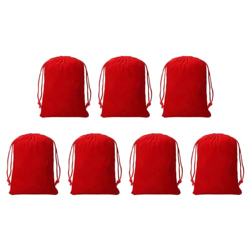 Drawstring Dice Bag 3.54" x 4.72" Durable Flocking Cloth Tarot Card Bag Perfect for Dice Storage & Jewelry & Chess & Cosplay Coin & Board Gaming Accessories (Red, 7pcs) - color: Red, size: 3.54"x4.72"