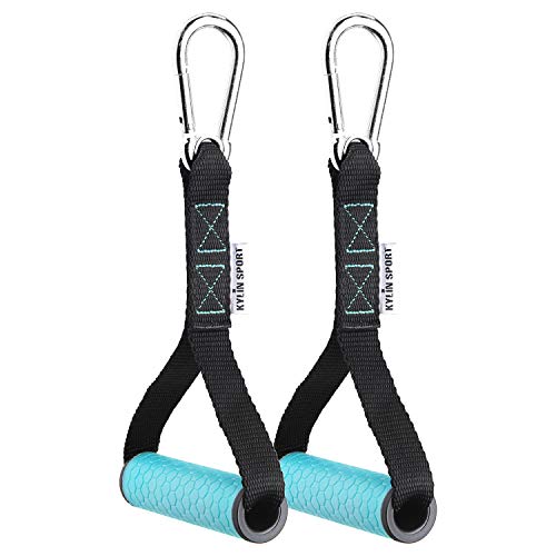 Upgraded Cable Machine Attachments Resistance Bands Handles Grips Fitness Strap Stirrup Handle Cable Attachment Silicon Grip with Metal Carabiner Colorful Version - color: Blue