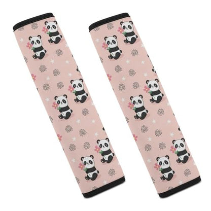 2 Pack Universal Soft and Comfortable Car Seat Belt Pad for Girls and Boys, Stroller Pushchair High Chair, Bear Animal Kawaii Panda Pink Shoulder Protector - color: Pattern 301