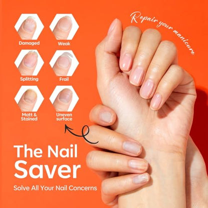 Modelones Nail Strengthener and Growth, Water-Based Nail Hardener Repair | Nail Hardener Extra Strong and Growth 3-in-1 Clear Nail Repair Mode Strengthening Polish Care Gifts Women 13.5ml 0.46 Fl Oz - color: Clear