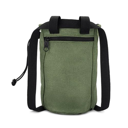 Oso Supply Co - Waxed Canvas Chalk Bag for Rock Climbing, Bouldering Chalk Bucket with Belt, Waterproof, Zippered Pocket - Perfect Rock Climbing Gear, Equipment for Indoor/Outdoors