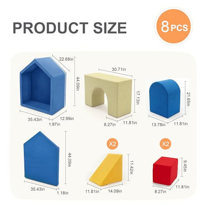 Zedachica 8-Piece Soft Foam Climbing Blocks for Crawling Climbing and Sliding,Toddler Climbing Toys Indoor,Foam Play Gym,Modular Play Set for 3+ Years,Blue - color: Blue
