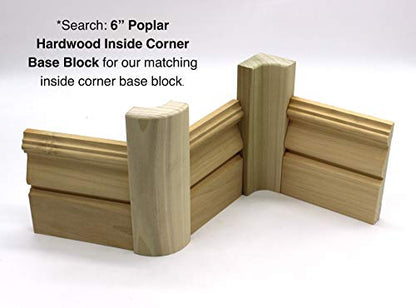 3/4" x 2 1/4" x 6" Poplar (Paint Grade) Outside Radius Corner Base Block Bullnose - Fits 3/4" Radius, Trim Molding (3)
