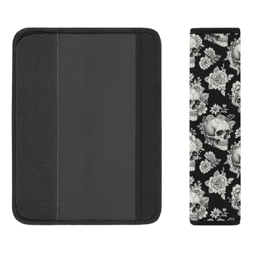 1 Pair Dark Floral Skeleton Gothic Skull Seat Belt Shoulder Pad Soft Padded Seat Belt Cushion for Adult Use, Stroller Pushchair High Chair, Pressure Relief - color: Pattern 747