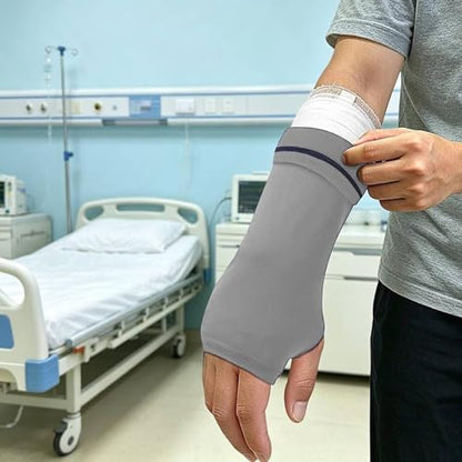 Cover Breathable Flexible Sleeve Soft Elastic Protector Reusable Nylon Spandex Material Open Finger Design Comfortable Compression Suitable, Gray - color: Gray