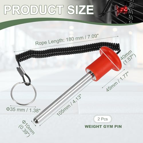 Gym Pin Weight Stack Pin Strength Training Lifting Equipment Replacement with Pull Rope Fitting for Home Gym - color: Red, size: 0.4 x 4.1 Inch