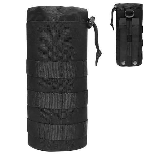 Azarxis Molle Pouches, Tactical Compact EDC Small Utility Pouch Waist Bags Sundries Storage Admin Organize Gear Gadget for Military Backpack - color: #08 Black - Water Bottle Pouch