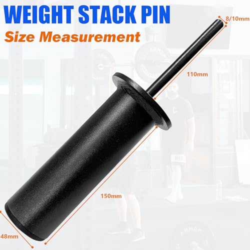 Weight Stack Extender Pins, Weight Stack Pins for Home Gym Cable Strength Exercise Machine, 2-Pack - size: 8mm*110mm