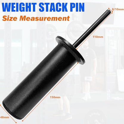 Weight Stack Extender Pins, Weight Stack Pins for Home Gym Cable Strength Exercise Machine, 2-Pack - size: 8mm*110mm