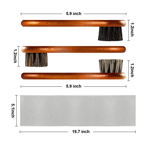 Unekez 4-Piece Horse Hair Shoe Brush Shine Kit, Shoe Polish Brush, Leather Shoes Boot Cleaning Brushes Care Clean Dauber Applicator