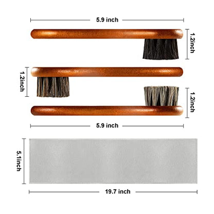 Unekez 4-Piece Horse Hair Shoe Brush Shine Kit, Shoe Polish Brush, Leather Shoes Boot Cleaning Brushes Care Clean Dauber Applicator