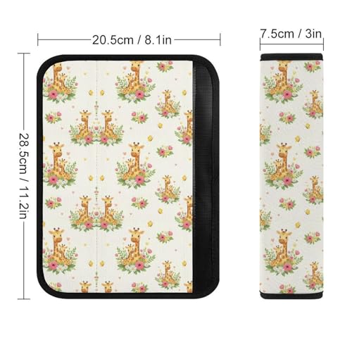 2PCS Universal Fit Car Seat Belt Pad for Kids, Most Cars, Cute Giraffe Flower Seat Belt Cushion, Shock Absorption - color: Pattern 958