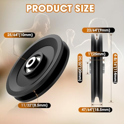 114mm/4.5" Universal Nylon Bearing Pulley System, Gym Workout Cable Pulley Wheel & Weight Attachment Replacementfor Home Gym, Pulldown Smith Machine, Garage Lifting Equipment - color: Black-8pcs