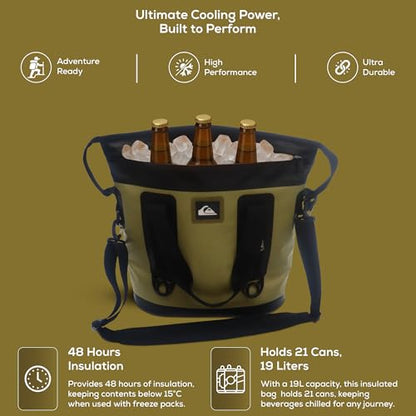 Quiksilver Zipperless Backpack Cooler 30L, Holds 36 Cans, 48 Hour Insulation, Leakproof & Waterproof Design, Heavy Duty TPU, IPX7, Padded Straps, Kangaroo Pockets - color: Cornstalk
