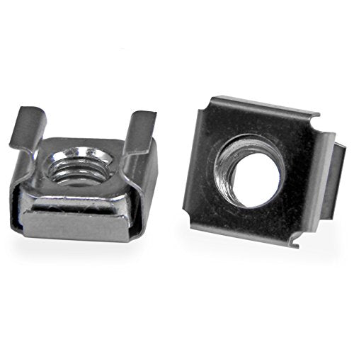 StarTech 50-Pack M6 Square Hole Cage Nuts & Tool, Nickel-Plated, 19in, TAA | Silver finish, Mounts servers, Install tool included, GSA Schedule purchases - color: Silver, size: 50-pack, style: Cage Nut only