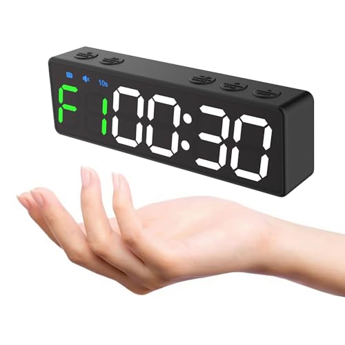 Mini Portable Gym Timer Clock, Large LED Digital Display Screen, Powerful Magnet, Powerful Battery, Count up/Down, Stopwatch, Exercise Interval Timer, Eight Fitness Modes, Suitable for Home and Gym - color: Black